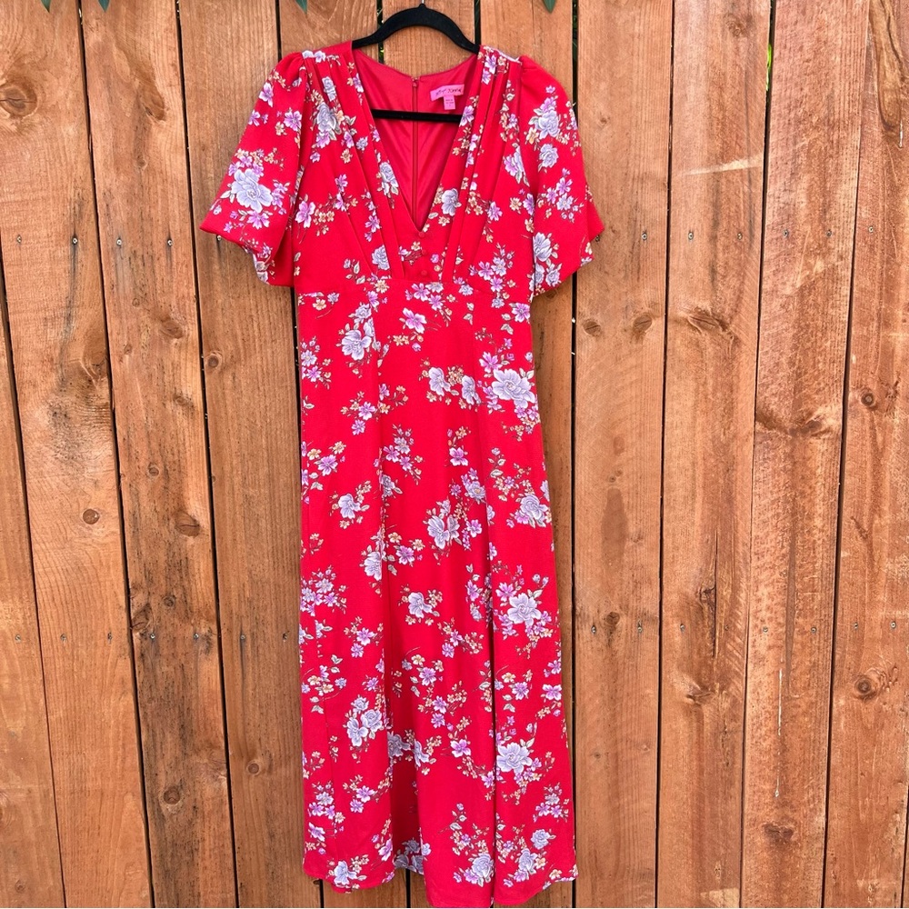 Betsey Johnson Red Flutter Sleeve Sundress